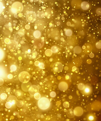 Abstract gold bokeh with snow, Christmas and new year theme background