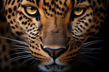 Close-up of a leopard, a predator in the open field.