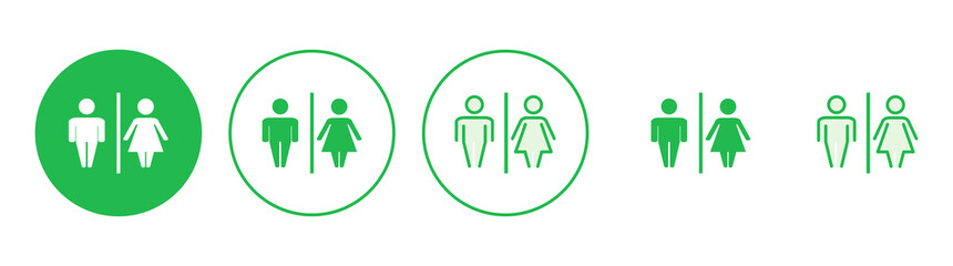 Toilet icon set. restrooms icon vector. bathroom sign. wc, lavatory