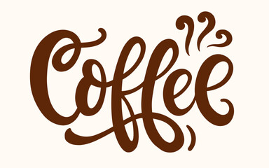 Coffee hand written lettering. Trendy logo emblem 