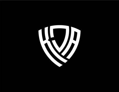 KJA creative letter shield logo design vector icon illustration