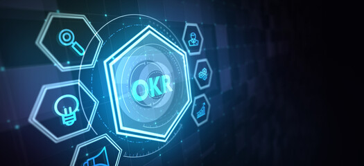 OKR Objectives key results. Business, Technology, Internet and network concept. 3d illustration