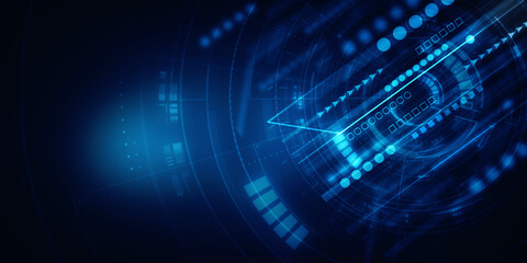 2d illustration Abstract futuristic electronic circuit technology background