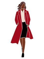 Abstract woman in coat illustration. Vector illustration.