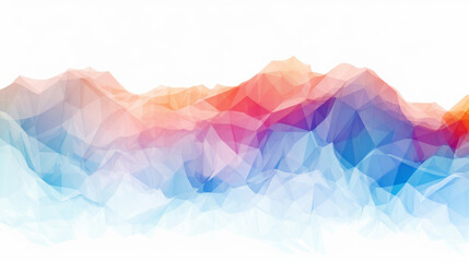 Colorful digital facet design in the shape of sound waves or mountain on white background - obrazy, fototapety, plakaty