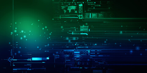 2d illustration Abstract futuristic electronic circuit technology background