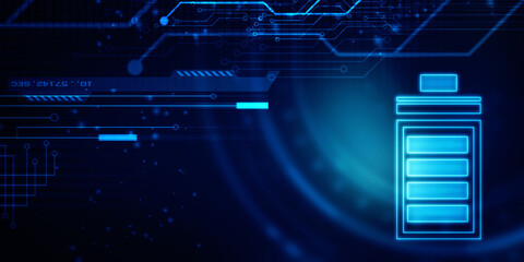 2d rendering Electrical energy and power supply source concept, accumulator battery with charging level indicator
   
