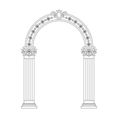 Column arch pillar frame roman greek antique line art