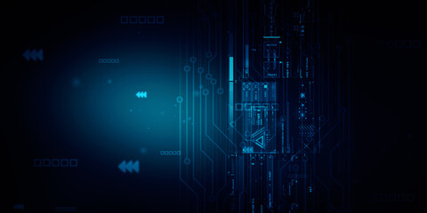 Fototapeta premium 2d illustration Abstract futuristic electronic circuit technology background