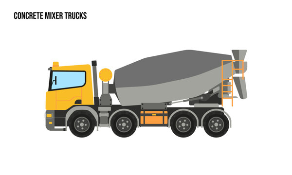 concrete mixer truck heavy equipment Flat illustration, concrete mixer truck heavy equipment Logo Template vector