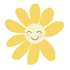 Oil Painted bright colorful yellow smiling flower