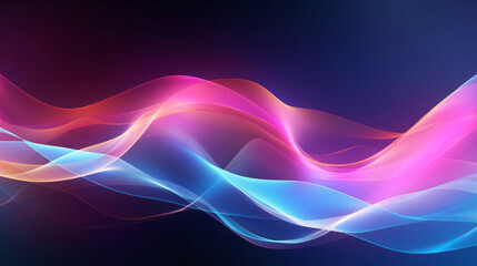 Fototapeta premium Abstract graphics. Colorful neon digital curves, or sound wave, on a black background