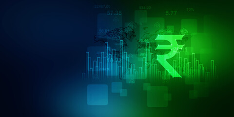 2D illustration Rupee currency sign