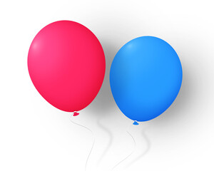 realistic 3d illustration red and blue ballon on transparent background