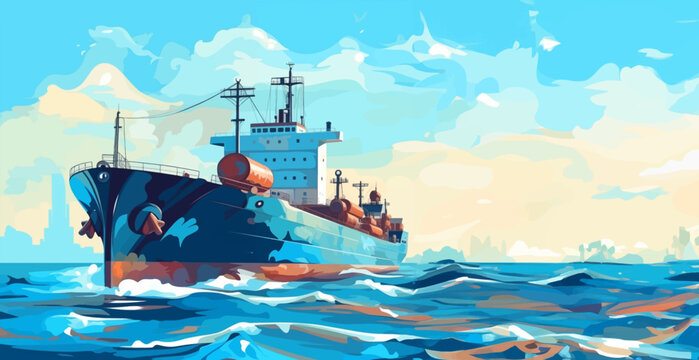 graphic ship in the sea