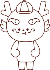 Chinese New Year 2024, the year of the Dragon, red and gold line art characters
