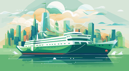green shipping on the sea, green economy, green world, sustainability, esg