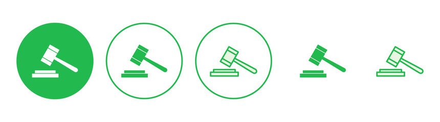 Gavel icon set. judge gavel icon vector. law icon vector. auction hammer