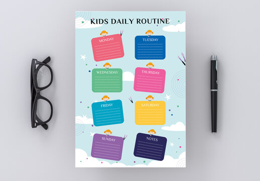 Kids Daily Routine Layout Design
