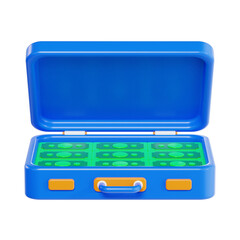 3d briefcase with money, corruption 3d icon set, high quality render, transparent background