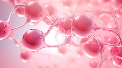 molecule inside bubble on pink background, concept skin care cosmetics solution. 3d rendering.