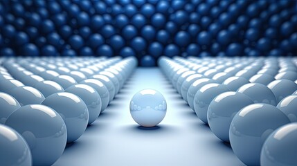 Leadership concept, blue leader ball leading whites. 3D Rendering - obrazy, fototapety, plakaty