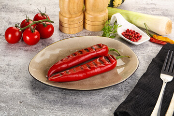 Grilled red spicy pepper snack