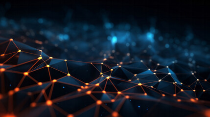 Network connection of points and lines. Data technology digital background. 3D render - obrazy, fototapety, plakaty