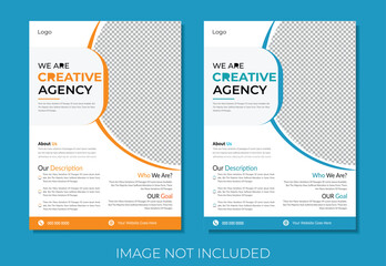 Corporate business flyer template design set with blue, orange color . marketing, business proposal, promotion, advertise, publication, cover page. new digital marketing flyer set 