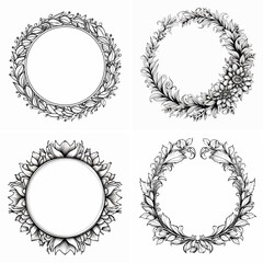 flourish swirl ornate invitation sketch doodle ornament wedding round border greeting laurel frame