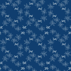 Japanese Botanical Flower Vector Seamless Pattern