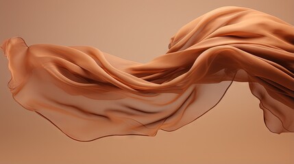 Sienna scarf in the wind, isolated dynamic fabric, brown fly cloth 3d rendering - obrazy, fototapety, plakaty
