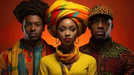 Black African women and men a powerful representation of identity and unity  - obrazy, fototapety, plakaty