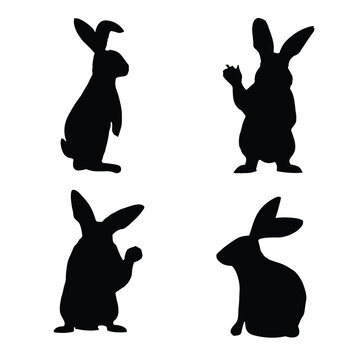 Rabbit Silhouette. Rabbit Vector Illustration.
