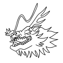 手書きの龍、ドラゴンの線画アイコン、ベクター