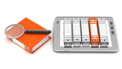 computer (documents folder).3d Render Illustration.