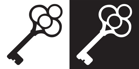 Key icon vector. Key sign symbol in trendy flat style. Key vector icon illustration isolated on white and black background	