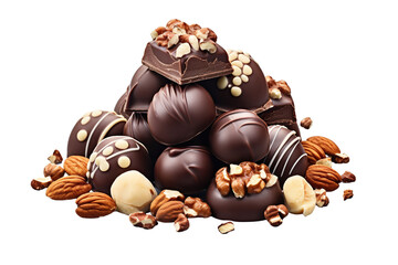 Obraz na płótnie Canvas Chocolate candy with nuts isolated on a transparent or white background PNG