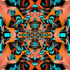  3D render kaleidoscope art pattern background tile - 671418313