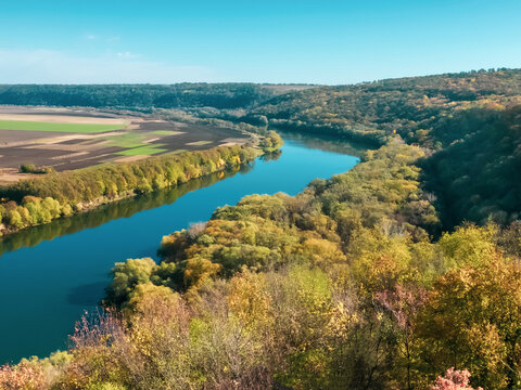 Moldova Soroca. View of the Dniester River from above