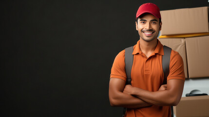 Young and confident indian deliverer man