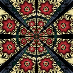  3D render kaleidoscope art pattern background tile