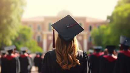 Graduation student wearing black cap and gown
