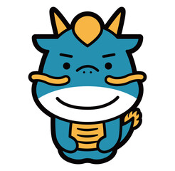 2024年辰年の年賀状や正月に使える龍のポップでかわいい干支イラスト_正座