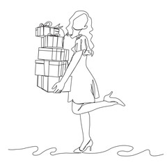 Christmas Vector Line Art Style