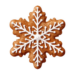 snowflake christmas gingerbread cookie isolated on a transparent background