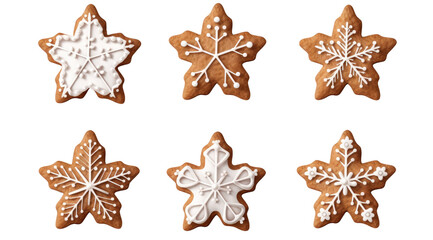 set of christmas cookies isolated on transparent background