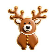 Fototapeta premium reindeer sugar cookie isolated on transparent background