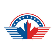 maple leaf with wing and star