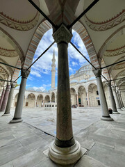 columns of Suleymaniye Mosque landmark of Istanbul in Turkey